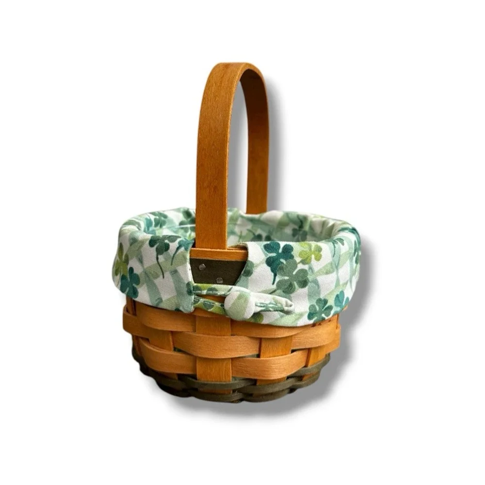 Longaberger Vintage 2001 Lucky You Shamrock Basket w/ Liner & Protector